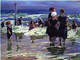 Edward Henry Potthast Canvas Paintings - The Gossips